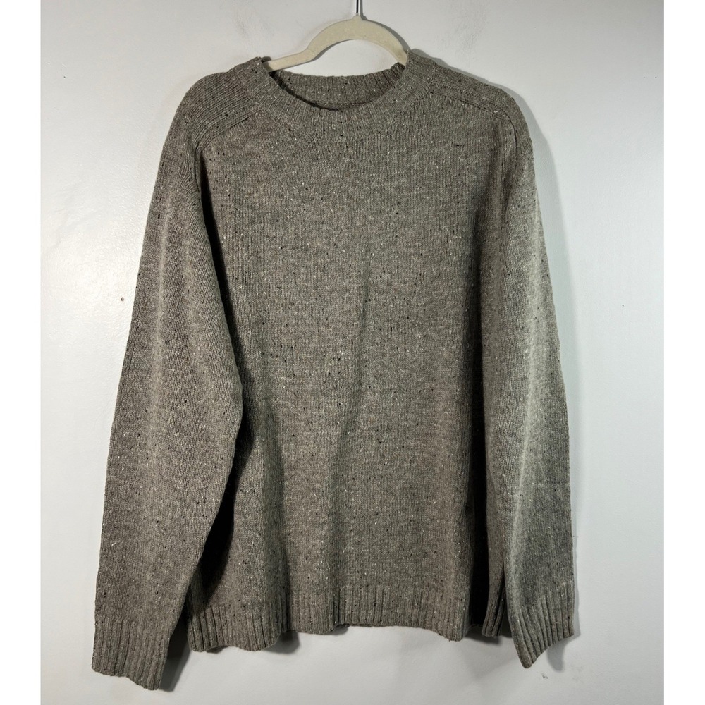 Line Of Trade Wool Blend Donegal‎ Sweater 2XL Speckled Brown Elbow Patches